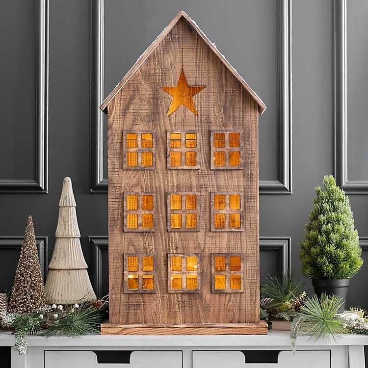 Brown Pre-Lit Wooden House